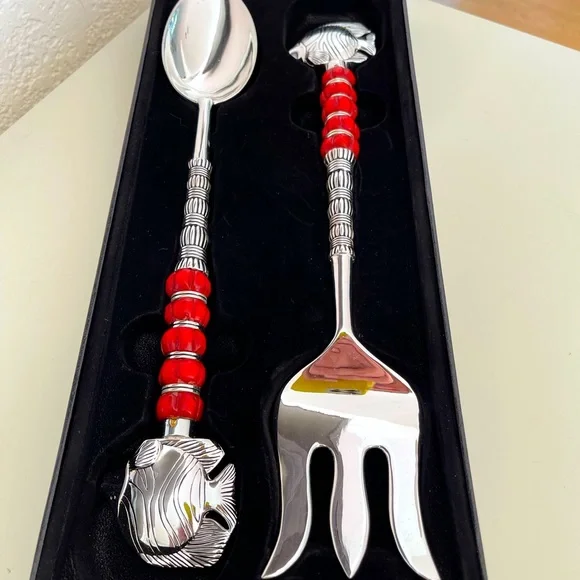 Vintage Hans Turnwald 2-pc. Salad Serving Set Coral Collection NWT - RARE! - Picture 4 of 17